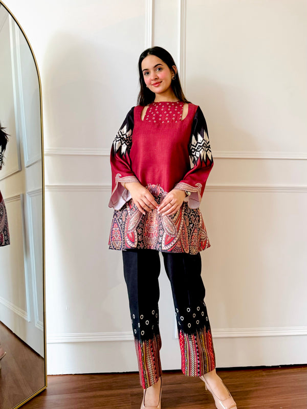 Red & black Paisley Co-ord Set