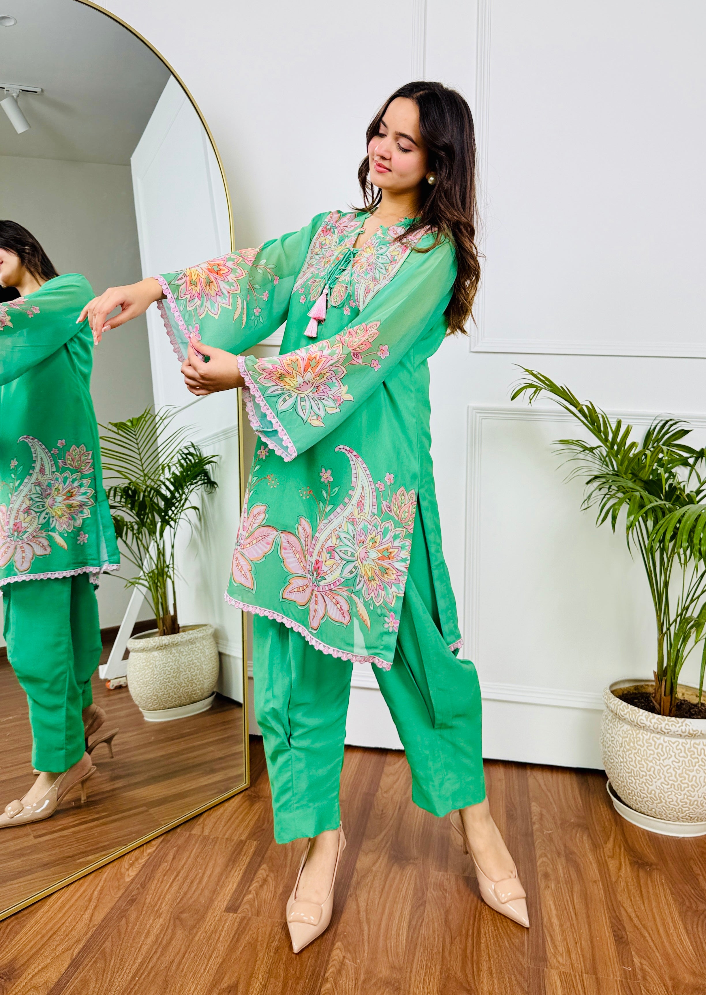 Green Paisley Festive Kurta Set