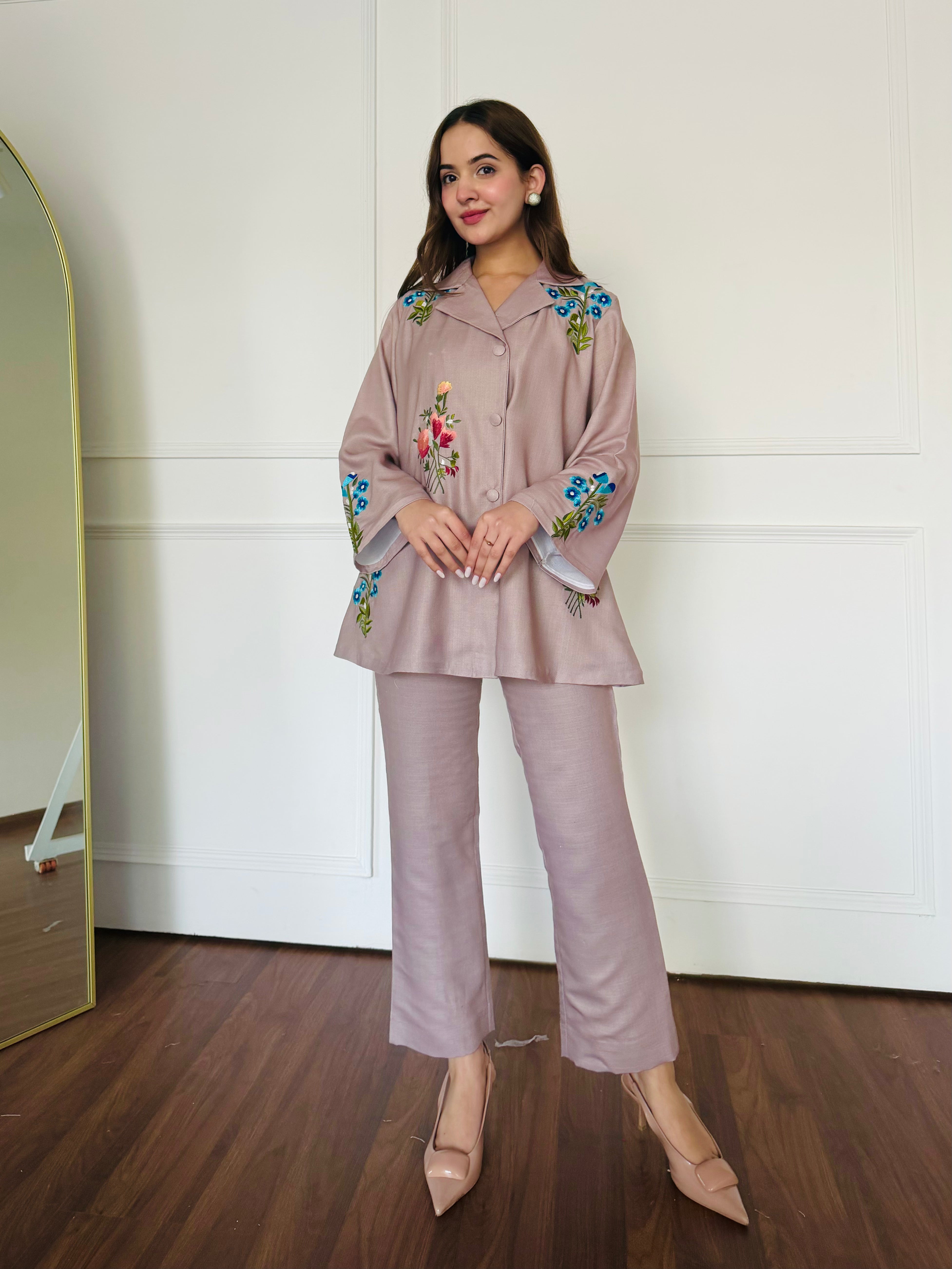 Latte Petal Embroidered Co-ord Set