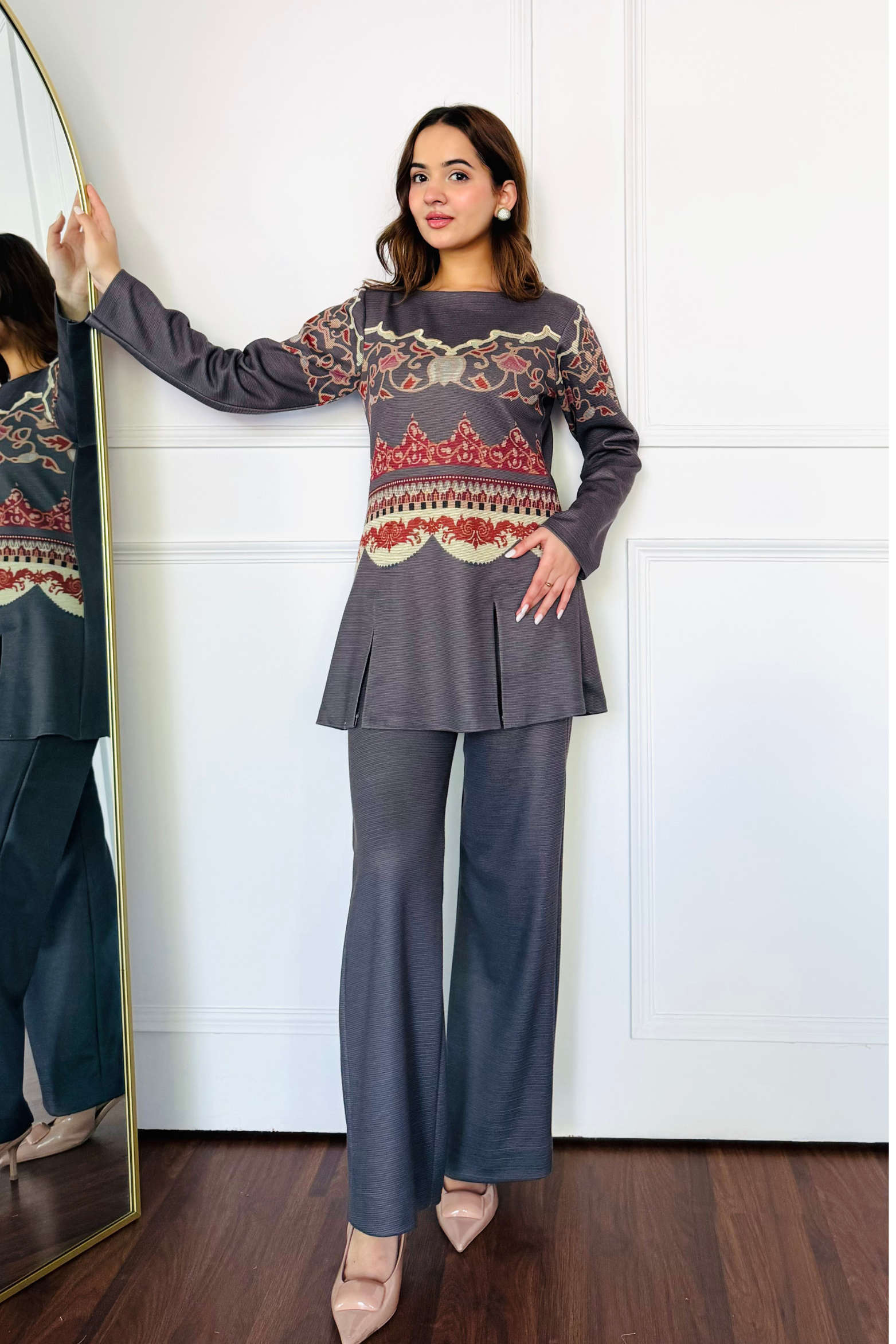 Gray Winter Woollen Co-ord Set