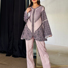 Soft Rose Pastel Winter Kurta Set