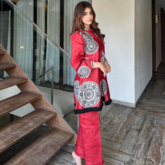 Stunner Red Pakistani Kurta Set