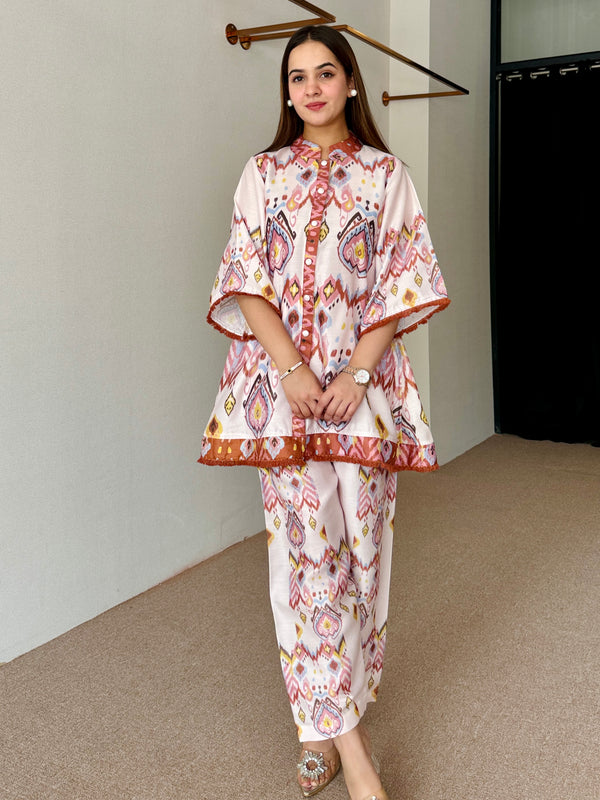 Pastel Ikkat Festive Kurta Set
