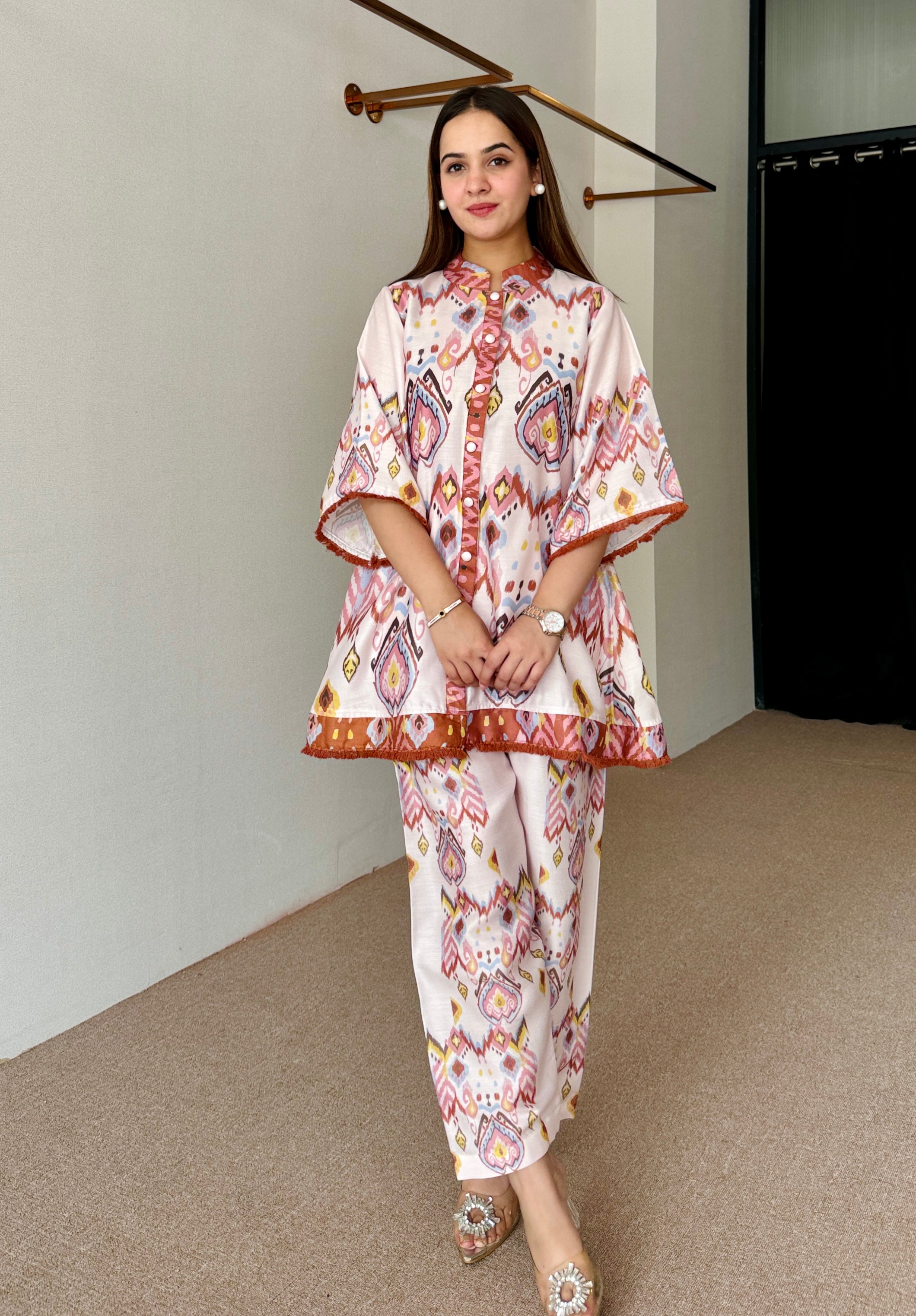 Pastel Ikkat Festive Kurta Set
