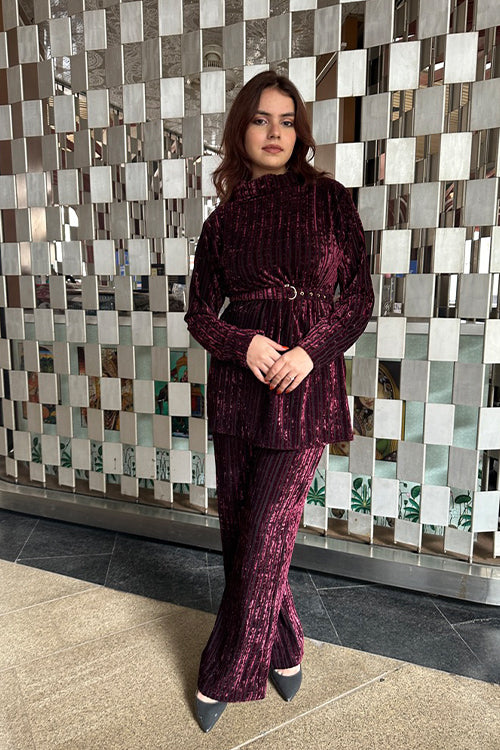 Bold Crushed Velvet Winter Coord Set