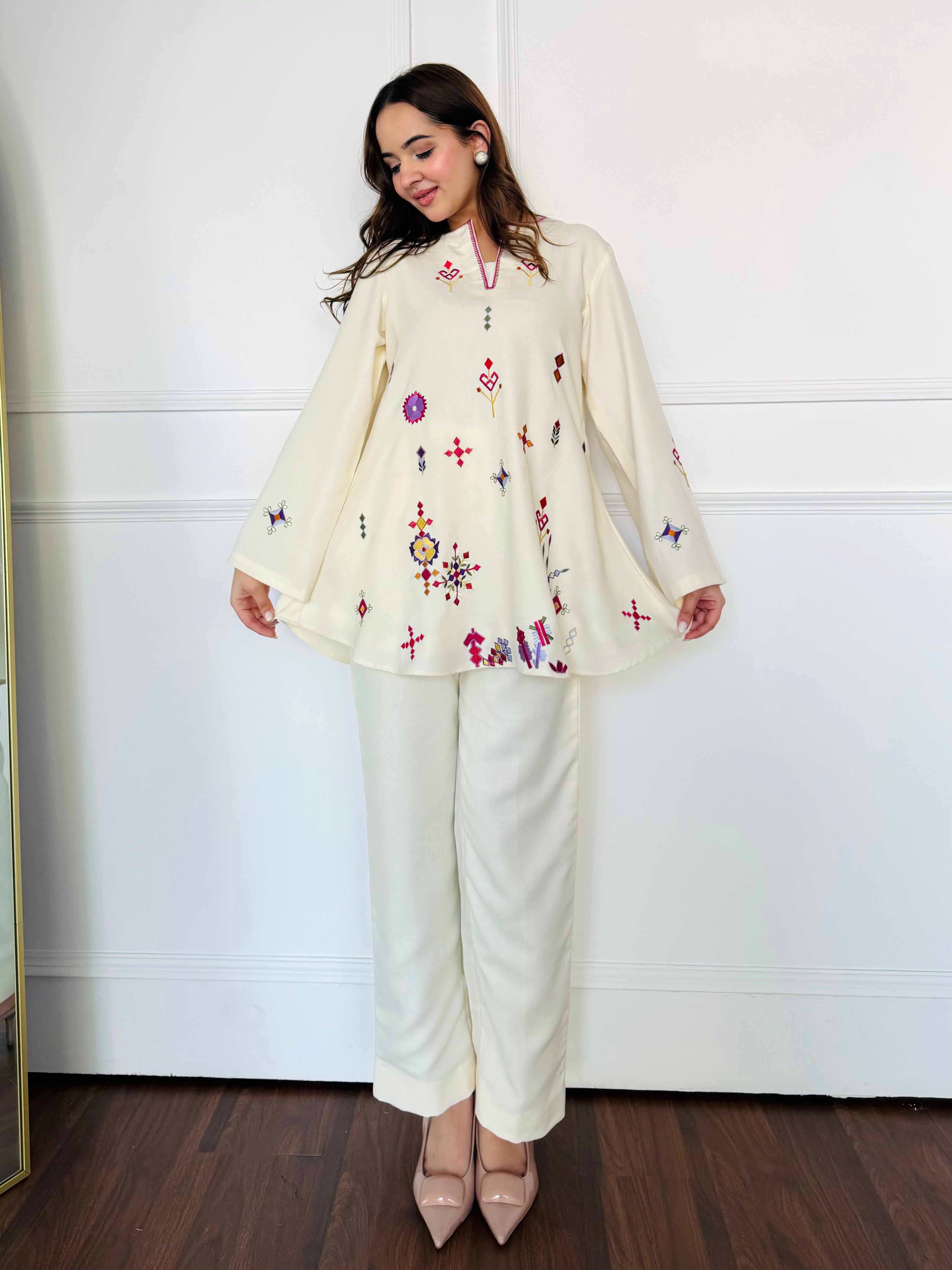 Ivory Embroidered Kurta Set