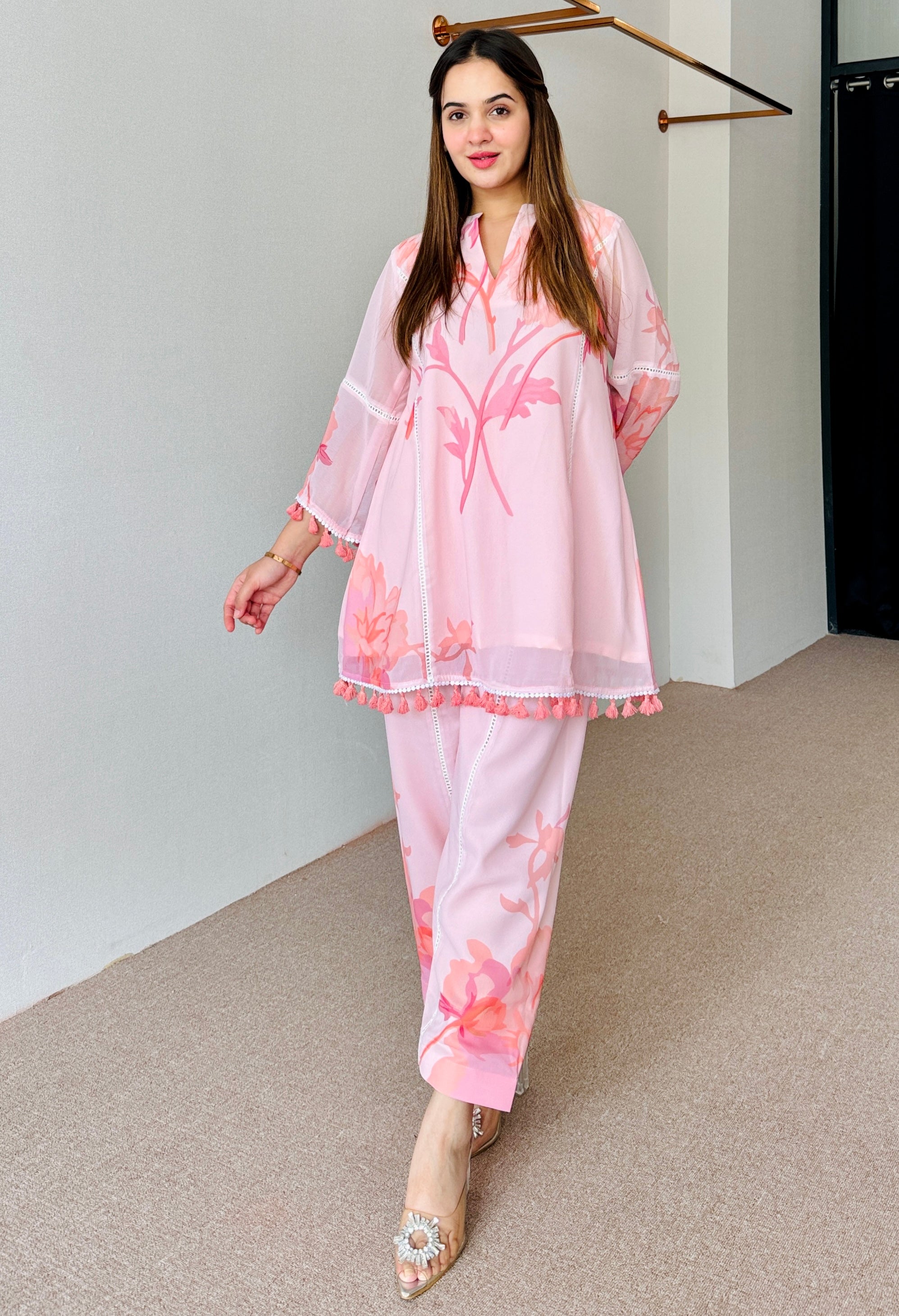 Pastel Pink Festive Kurta Set Festive Kurta Sets For Women