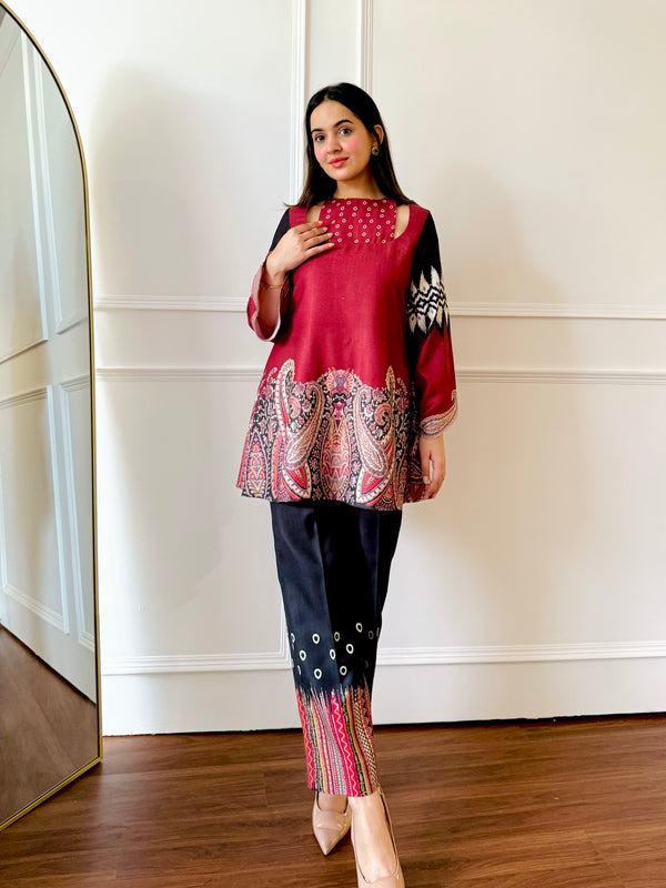 Red & black Paisley Co-ord Set