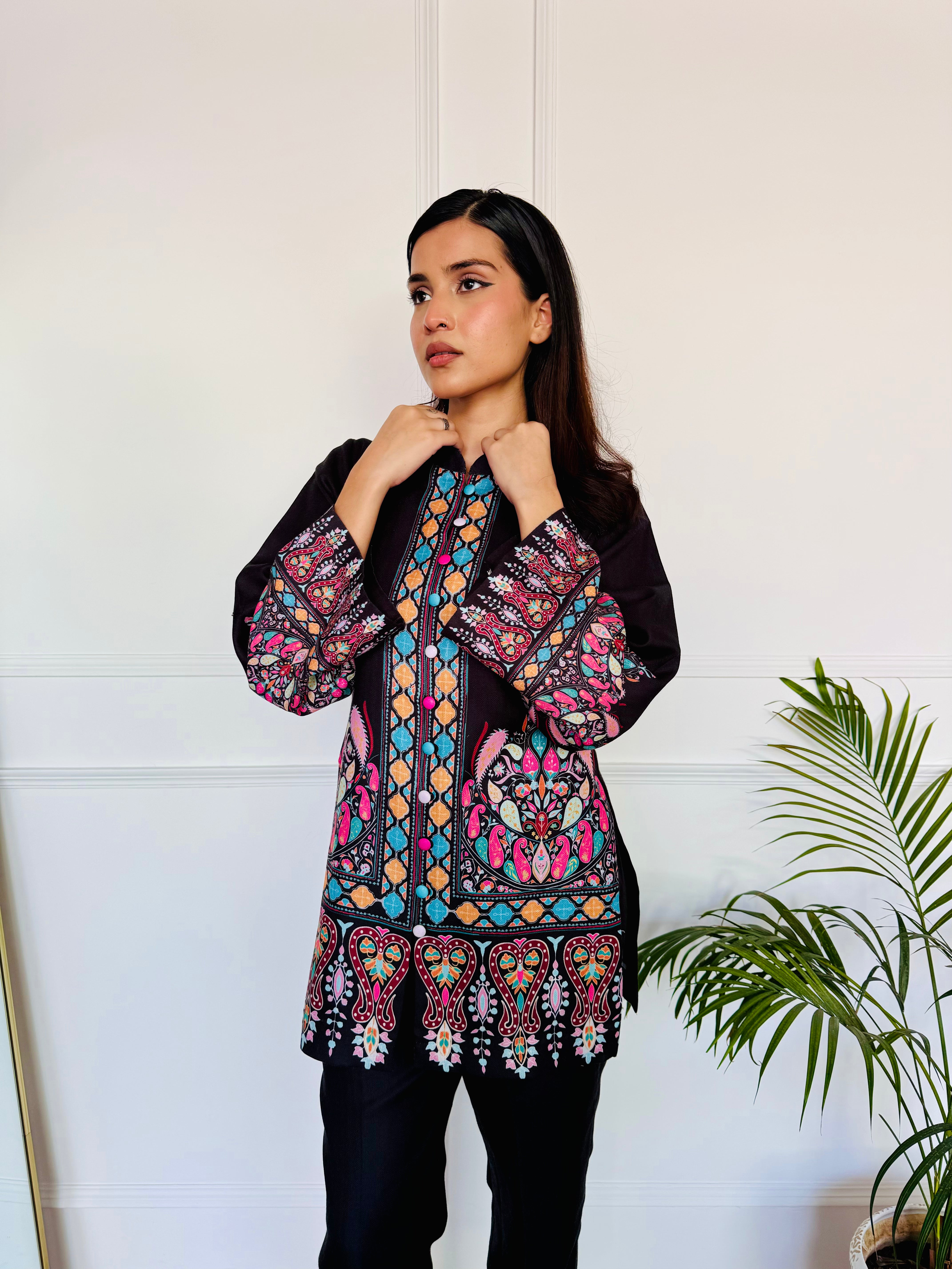 Colorful Black Kurta Set