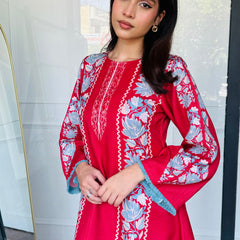 Red & Blue Festive Kurta Set