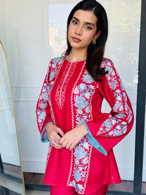 Red & Blue Festive Kurta Set
