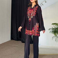 Black Winter Woollen Kurta Set