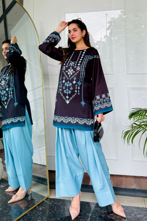 Black & Blue Farshi Salwaar Set