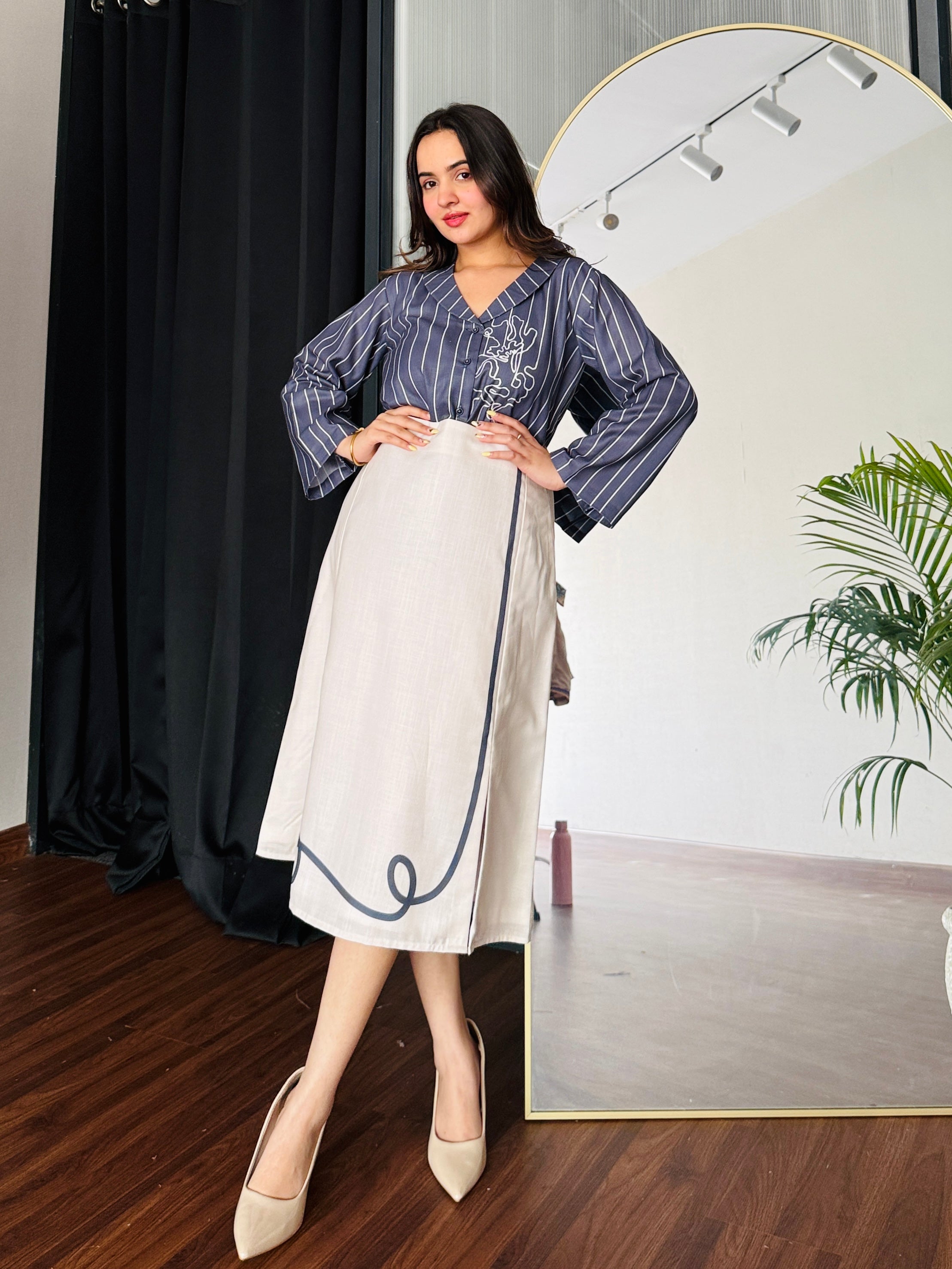 Chalk & Charcoal Formal Skirt Set