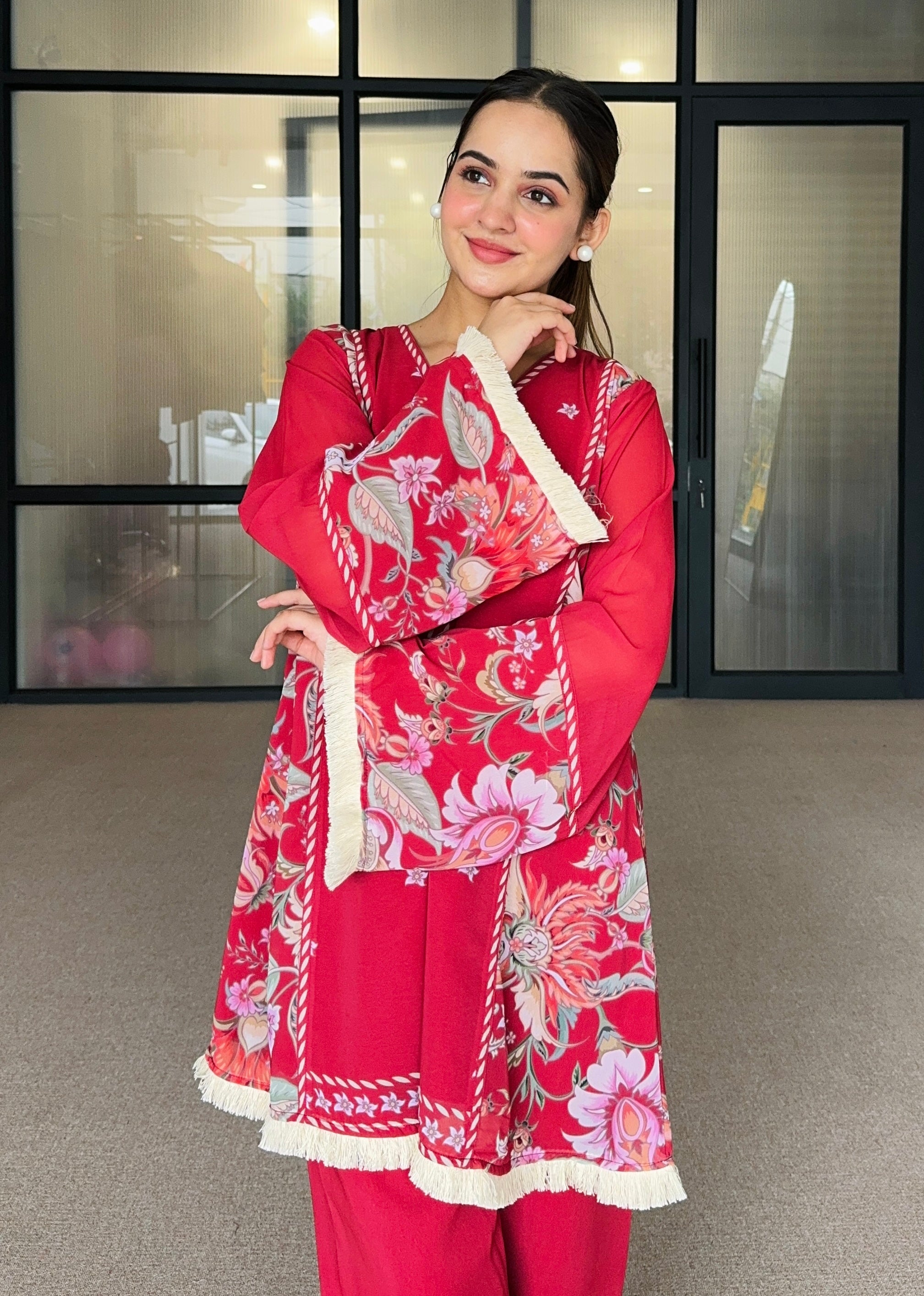 Red Festive Kurta Set
