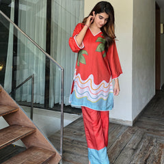 Tropical Red Kurta Set