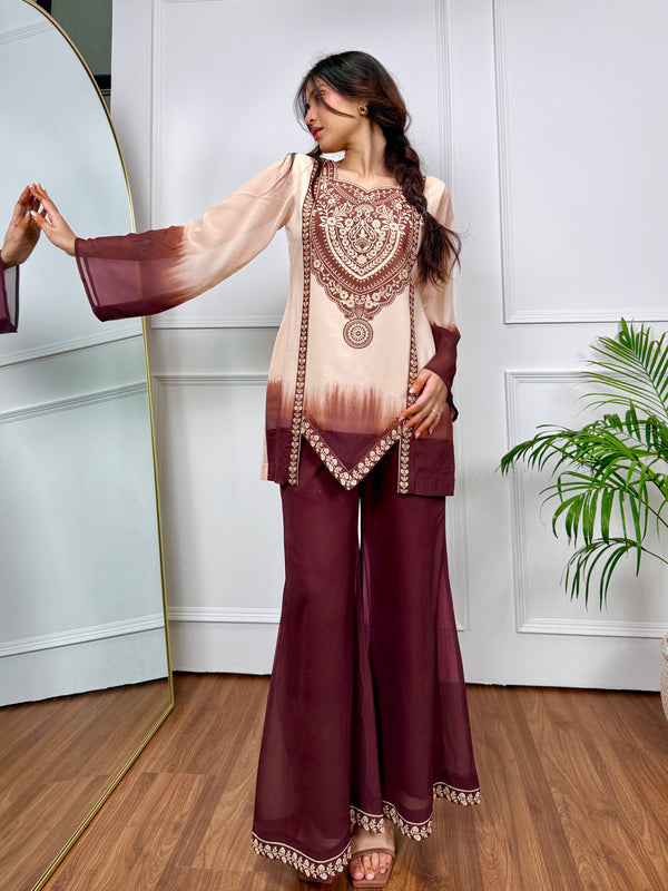 Mocha Mirage Ombre Kurta Set