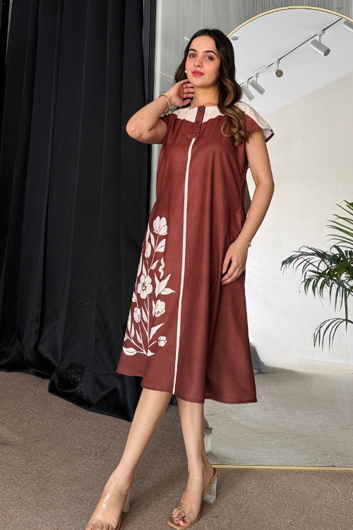 Bare Brown Summer Midi Dress