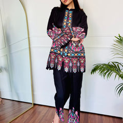 Colorful Black Kurta Set