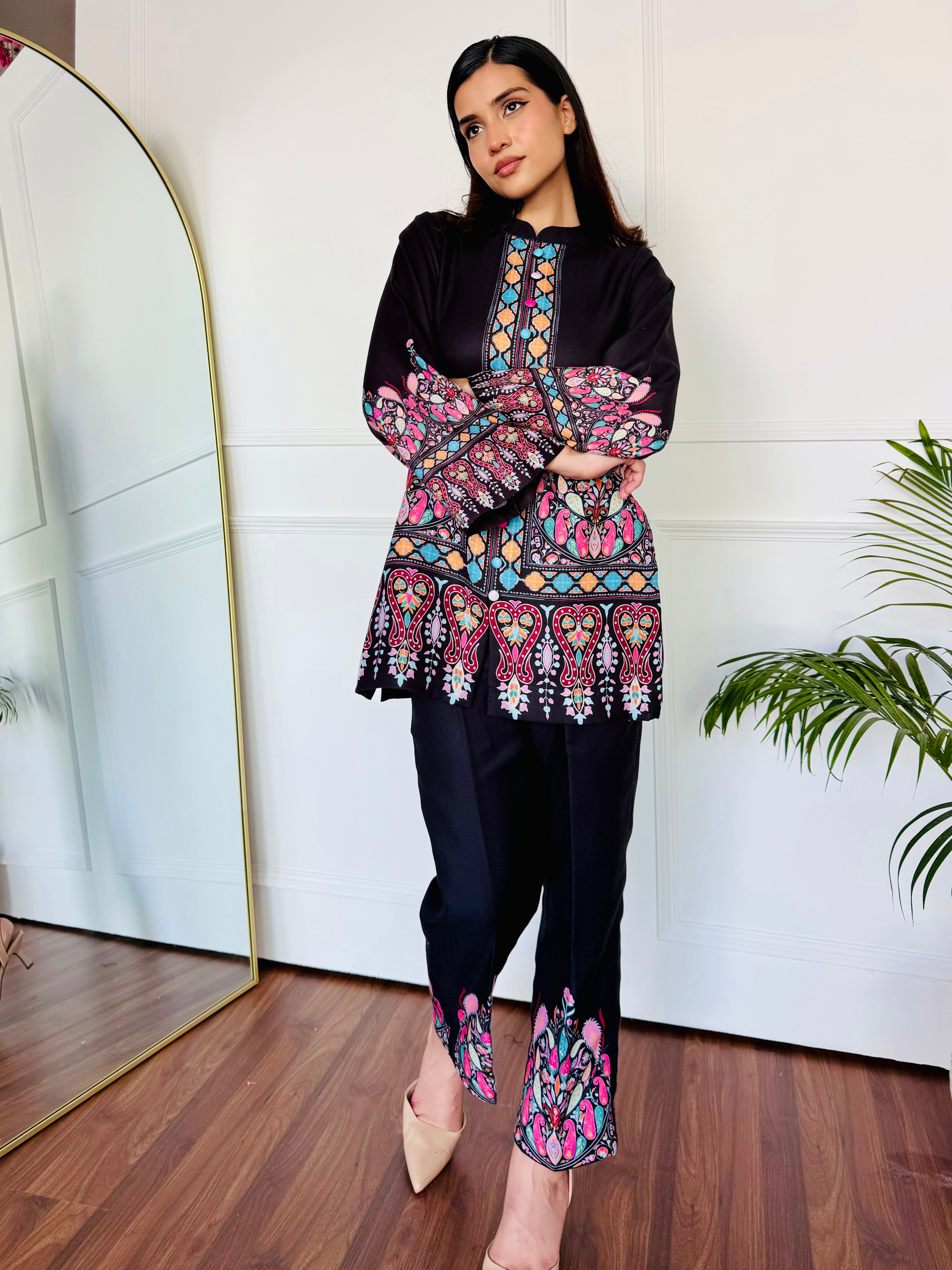 Colorful Black Kurta Set