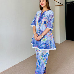 Blue Festive Schiffi Kurta Set