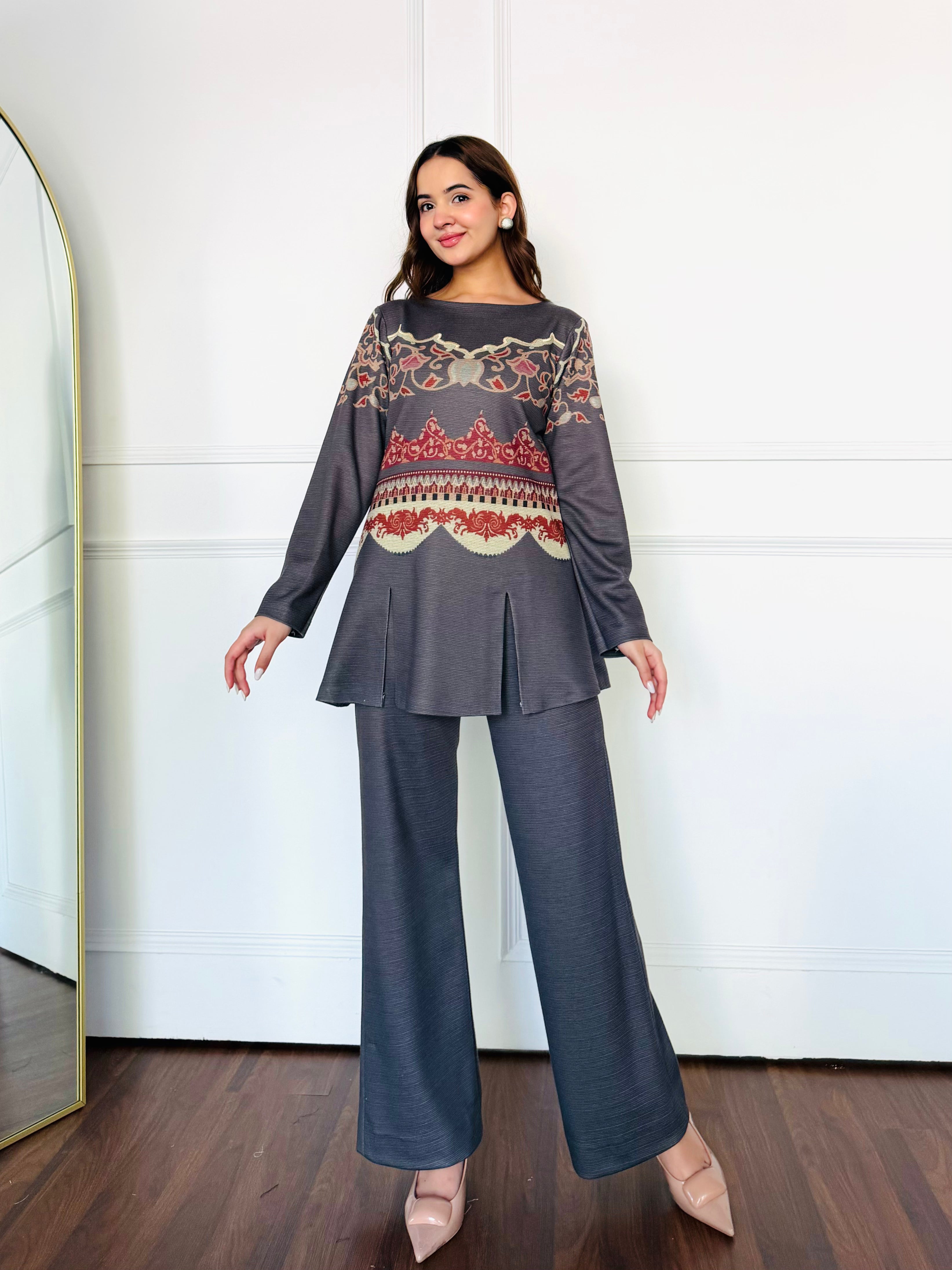 Gray Winter Woollen Co-ord Set