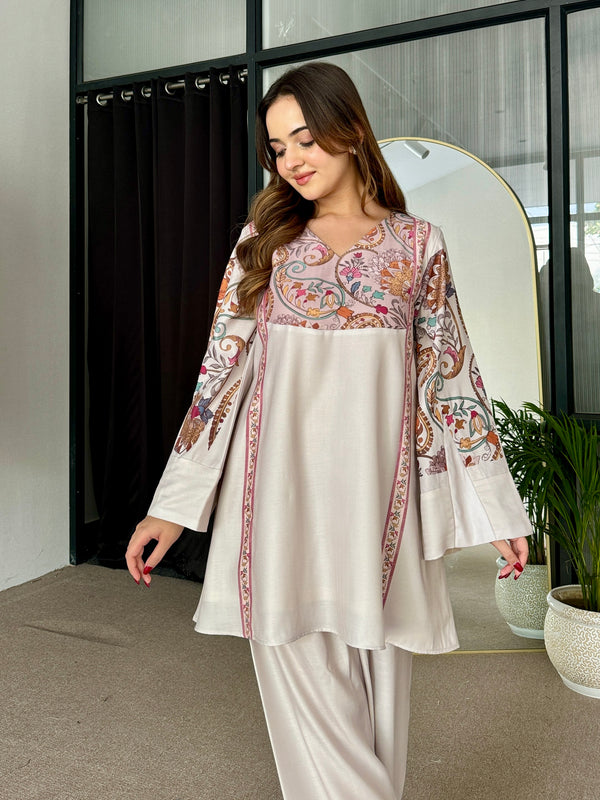 Samaira Pastel Pashmina Winter Kurta Set