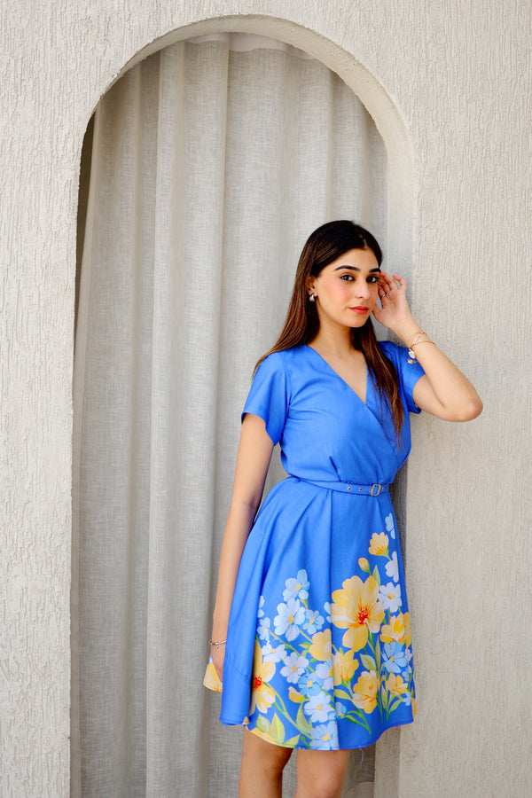 Sunny Blue Floral Summer Dress