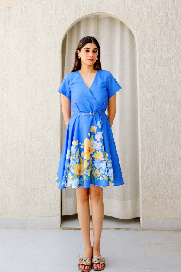 Sunny Blue Floral Summer Dress