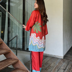 Tropical Red Kurta Set