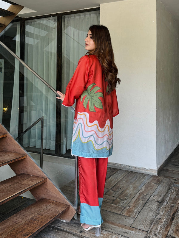 Tropical Red Kurta Set