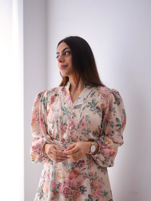 Taylor Pastel Floral Midi Dress