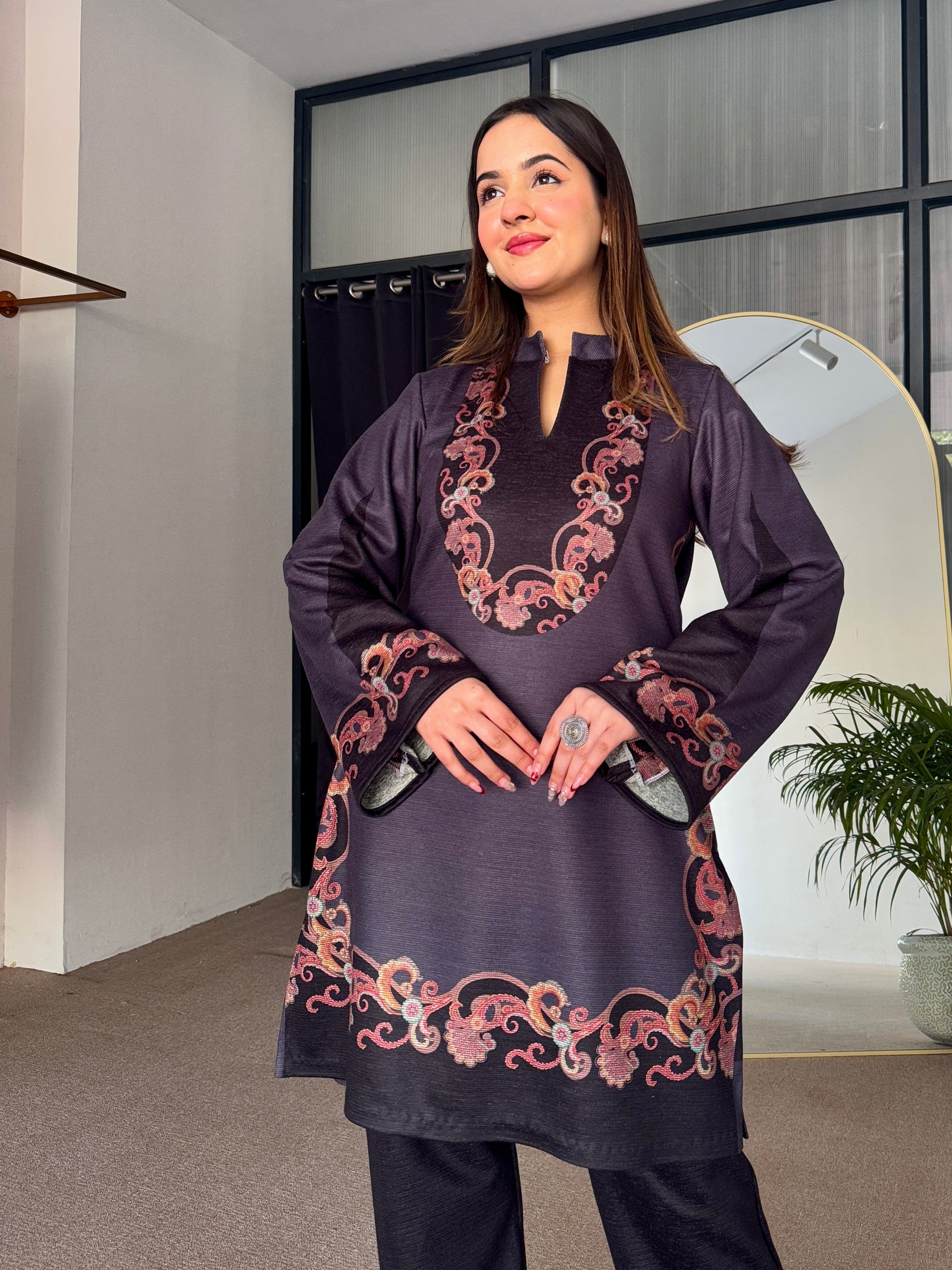 Midnight Mirage Woollen Kurta Set