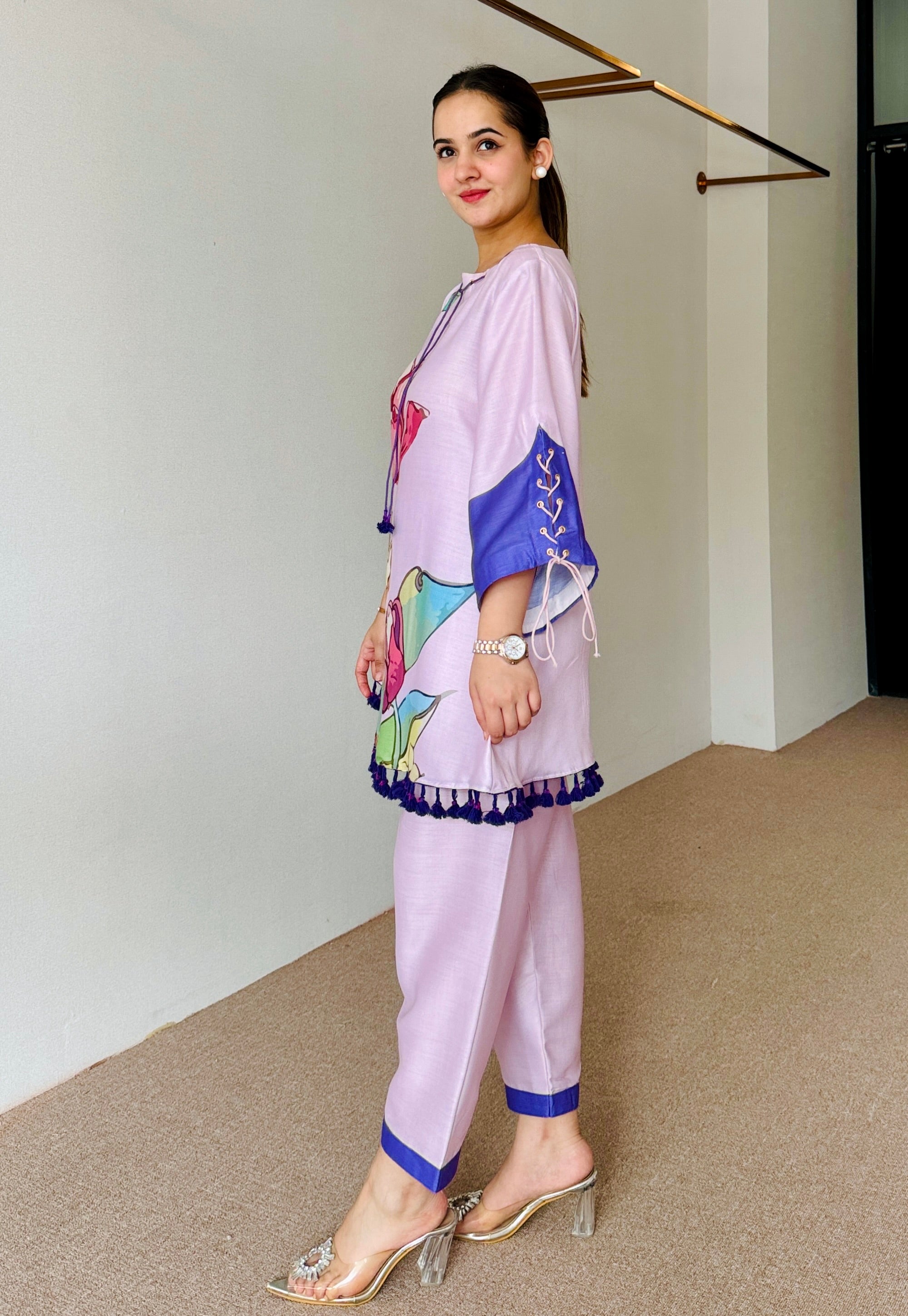 Myra Lavender Festive Floral Kurta Set