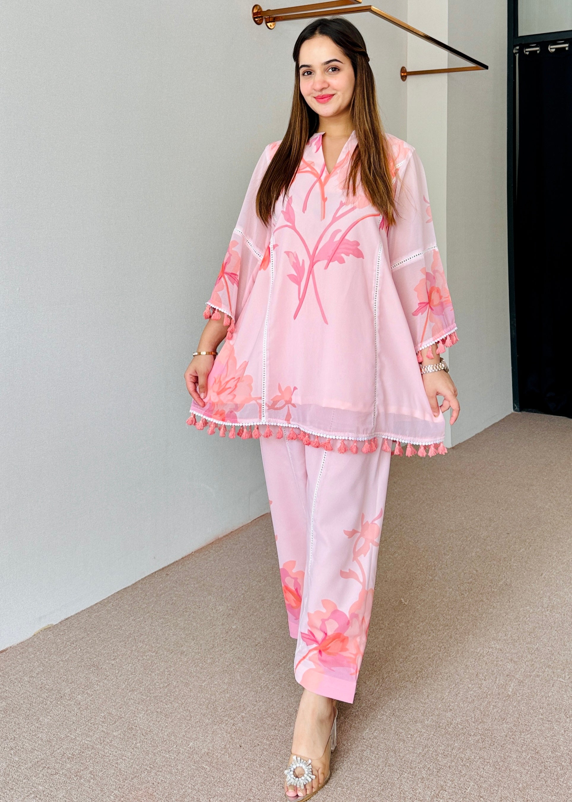 Pastel Pink Festive Kurta Set Festive Kurta Sets For Women