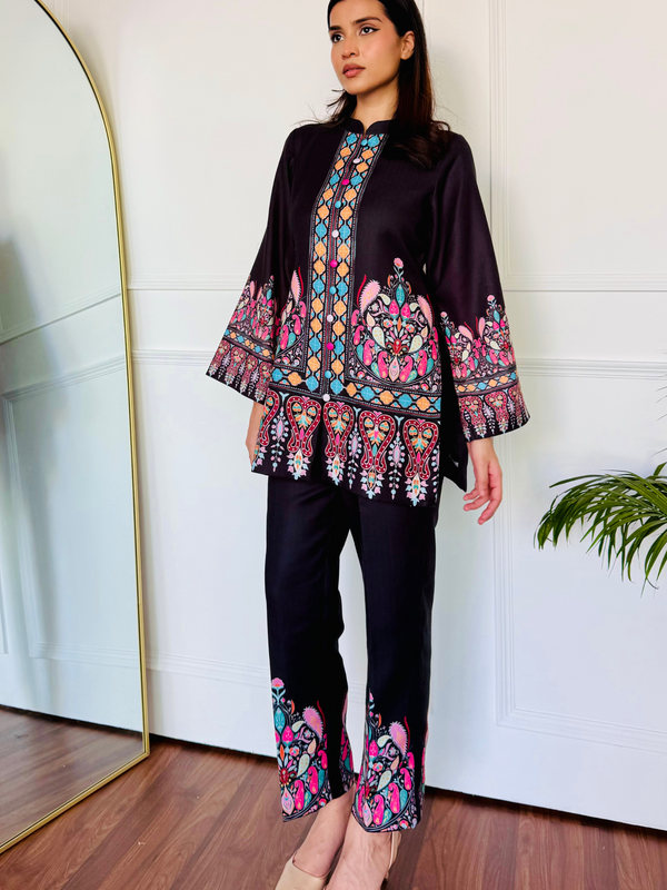 Colorful Black Kurta Set