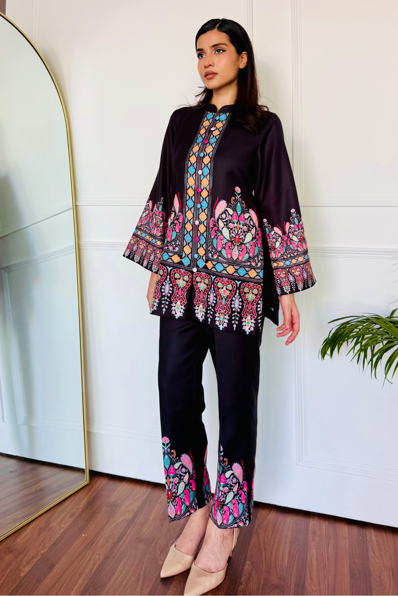 Colorful Black Kurta Set