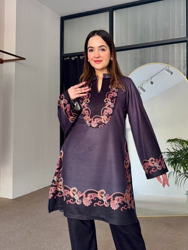Midnight Mirage Woollen Kurta Set