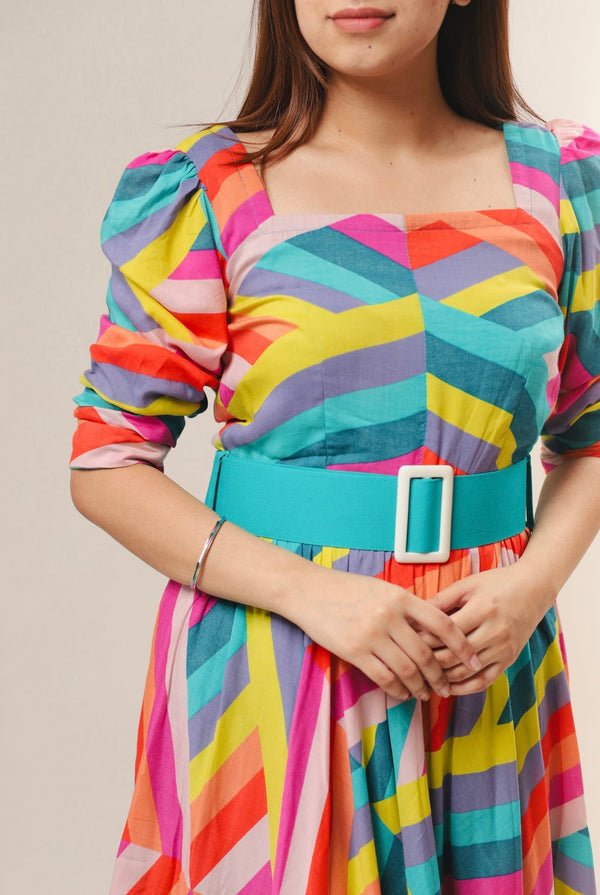 Emma Colorful Midi Dress
