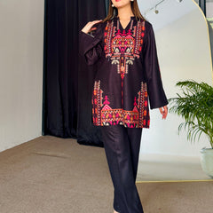 Black Winter Woollen Kurta Set