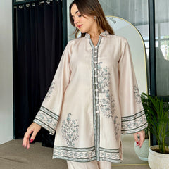 Beige Winter Floral Pashmina Kurta Set