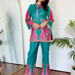 Pink & Green Festive Kurta Set