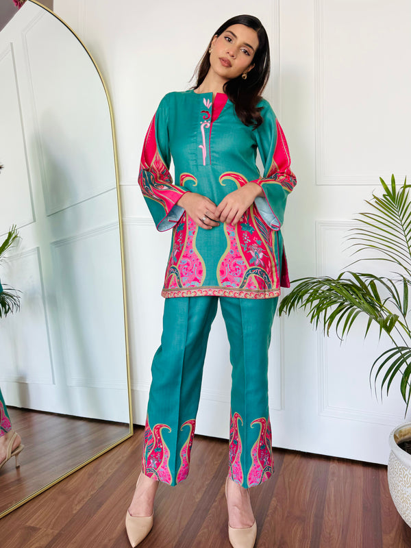 Pink & Green Festive Kurta Set