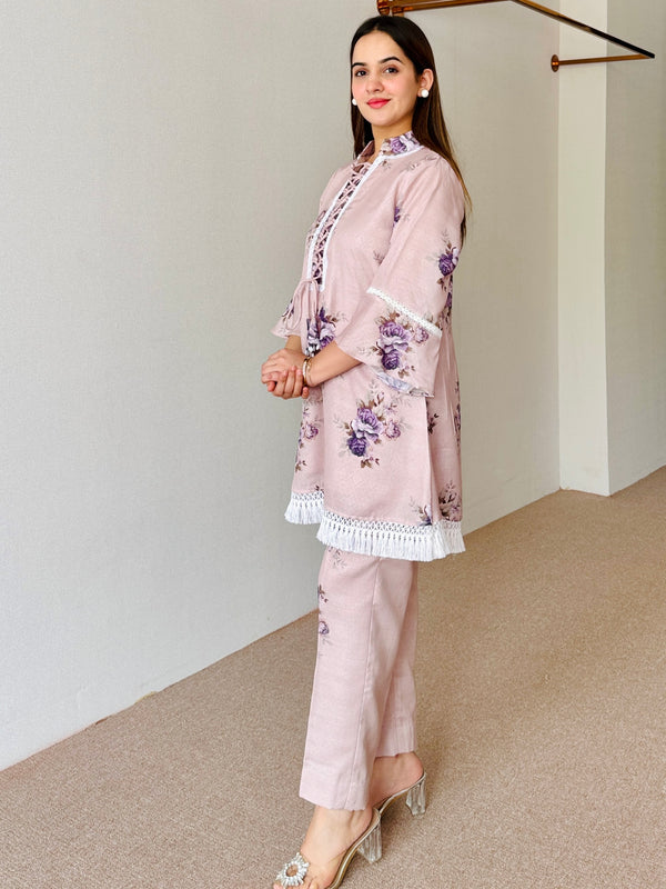 Mahira Beige Floral Festive Kurta Set
