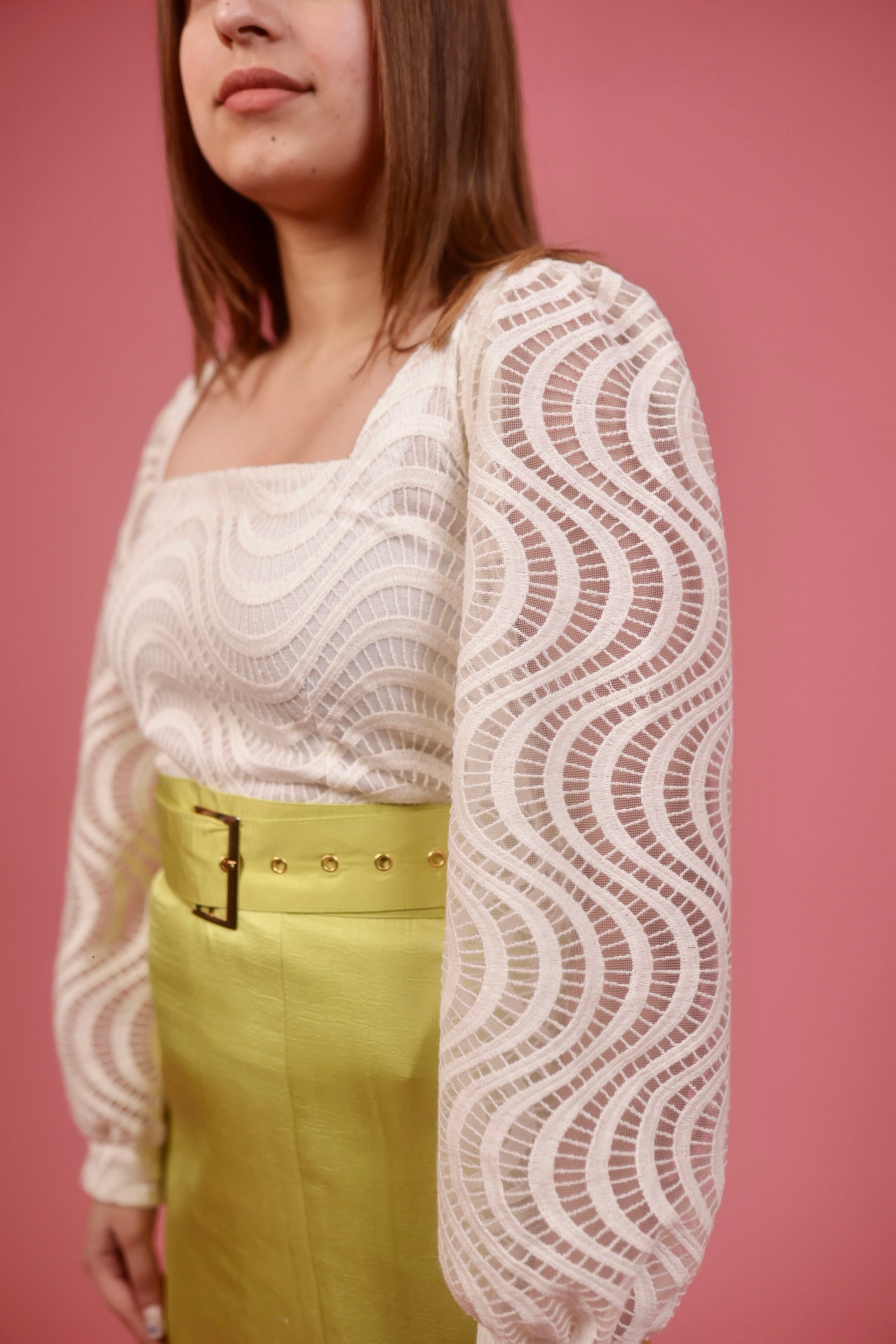 White Cutout Top