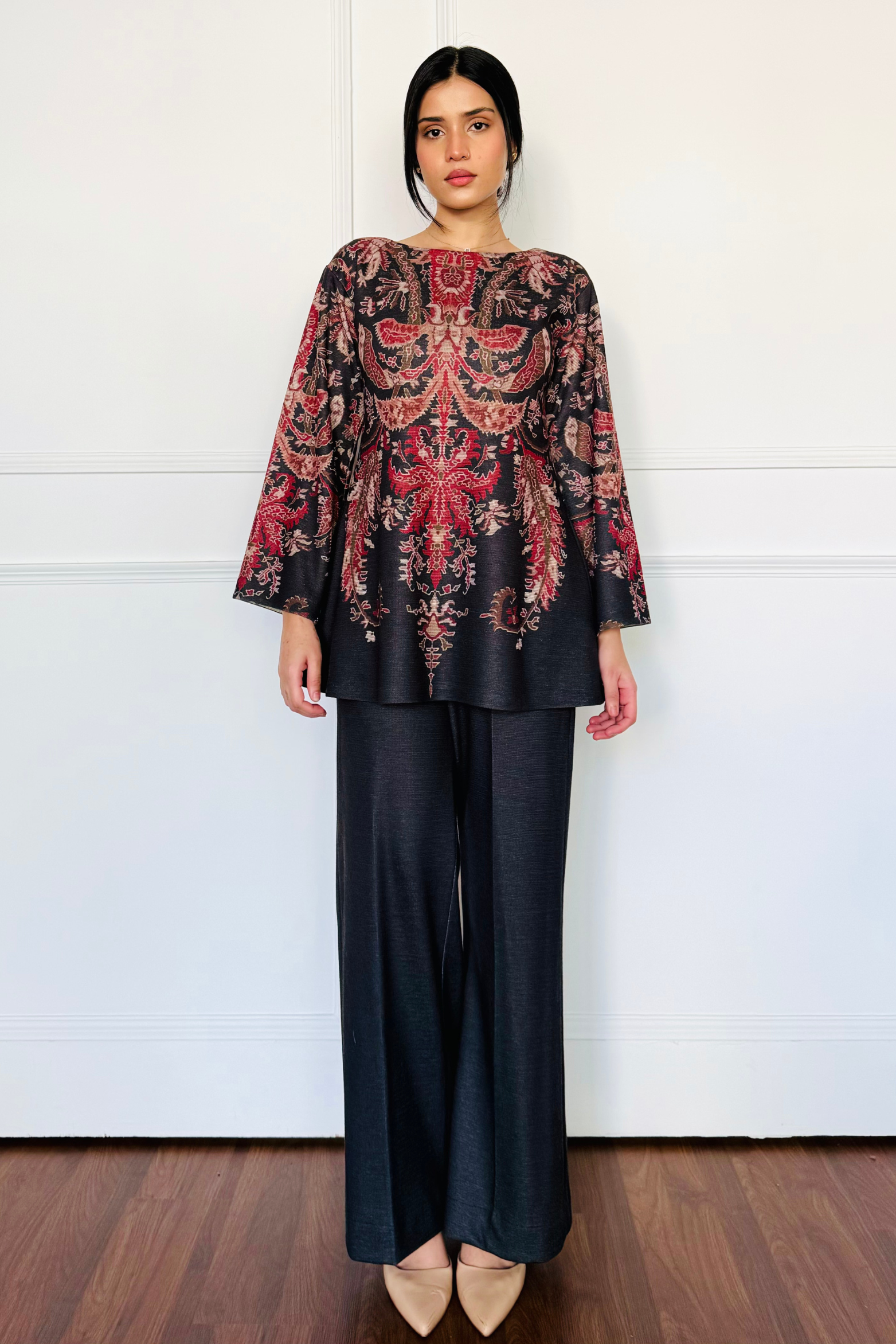 Black Paisley Woollen Co-ord Set