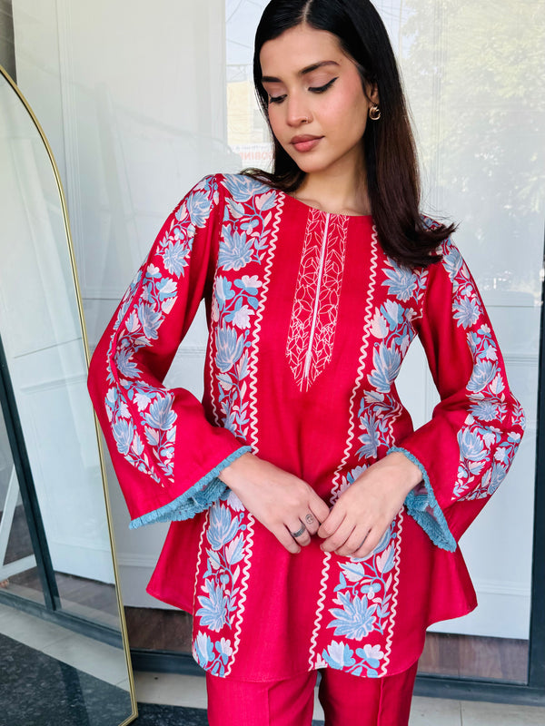 Red & Blue Festive Kurta Set