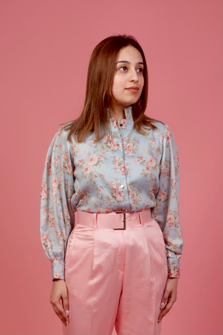 Pastel Floral Blue Shirt