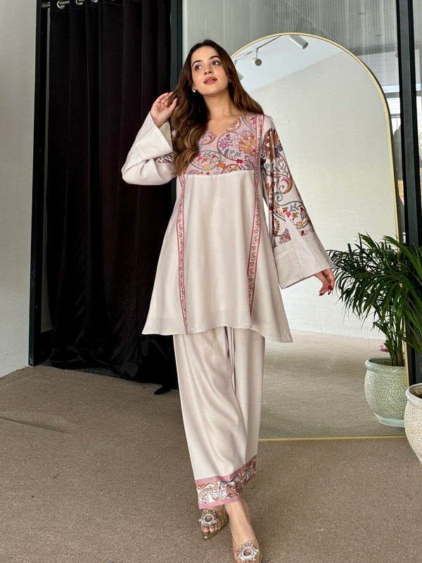 Samaira Pastel Pashmina Winter Kurta Set