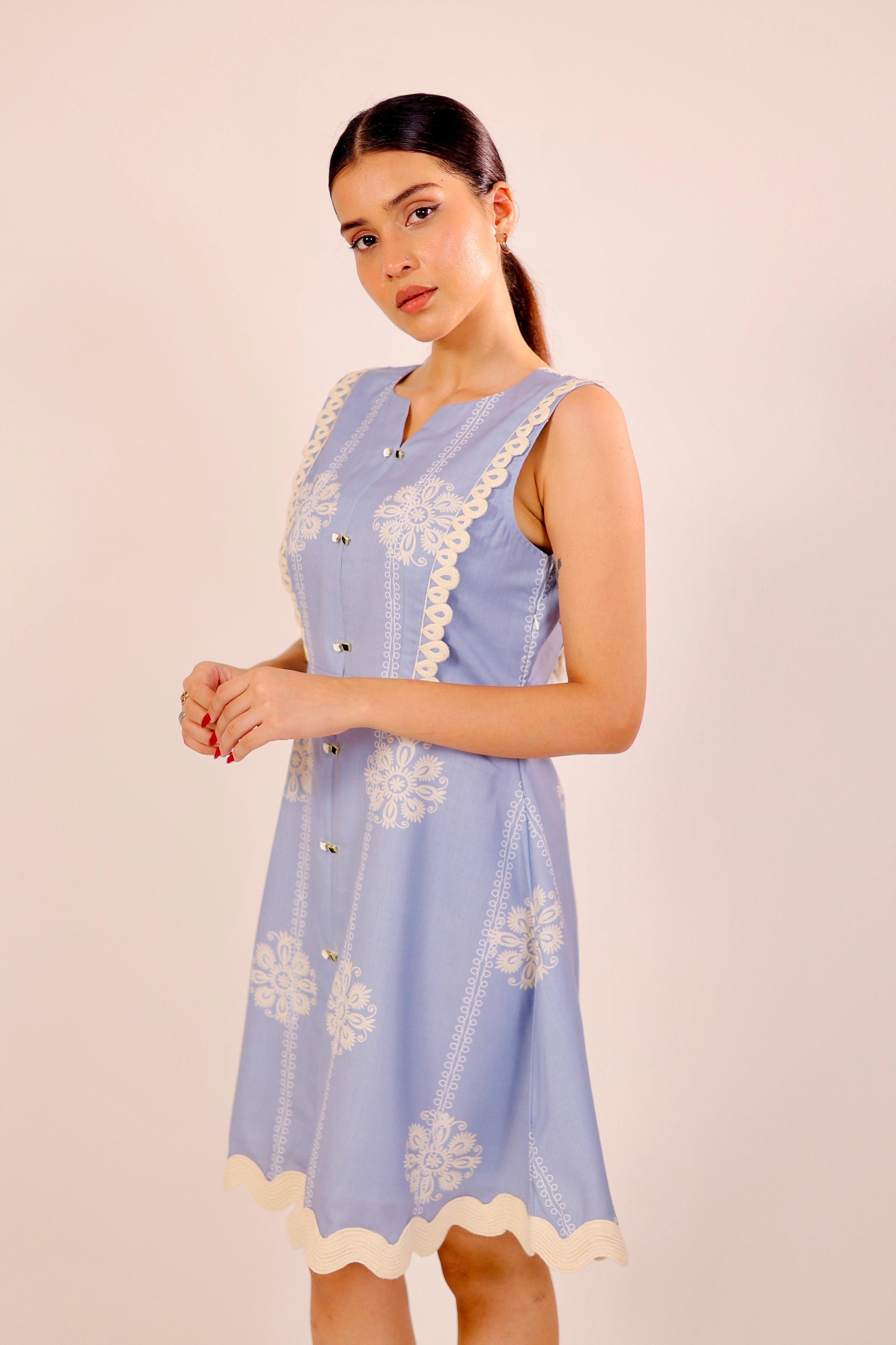 Blue Azure Embroidered Dress